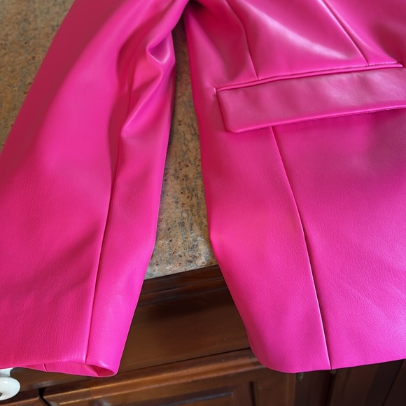 Steve Madden vegan leather, hot pink blazer - Picture 8 of 10